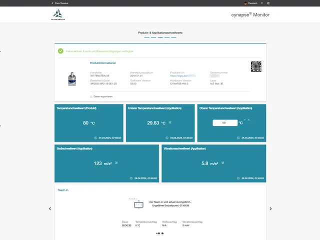 Threshold values & teach-in function
